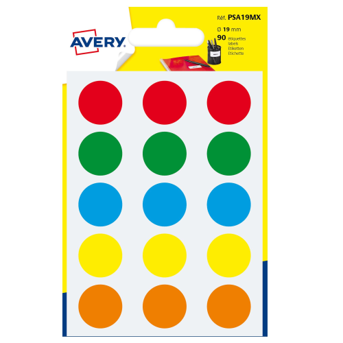 Avery - Etichetta con codice di colore autoadesiva - colori assortiti (pacchetto di 90)